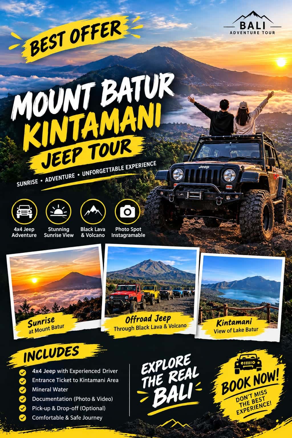 Mount Batur jeep tour — sunrise jeep adventure in Kintamani